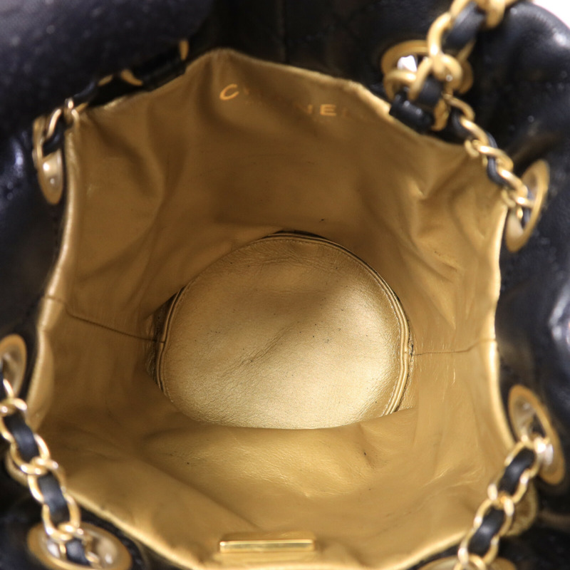 CHANEL 羊皮皮革Bucket Bag鏈帶肩背袋-4
