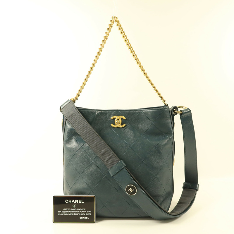 CHANEL 牛皮皮革Hobo Bag手挽肩背兩用袋-9