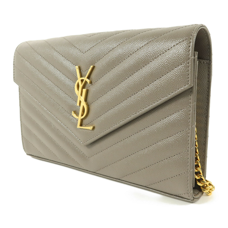 YVES SAINT LAURENT 牛皮皮革Cassandre Envelope鏈帶肩背袋-2