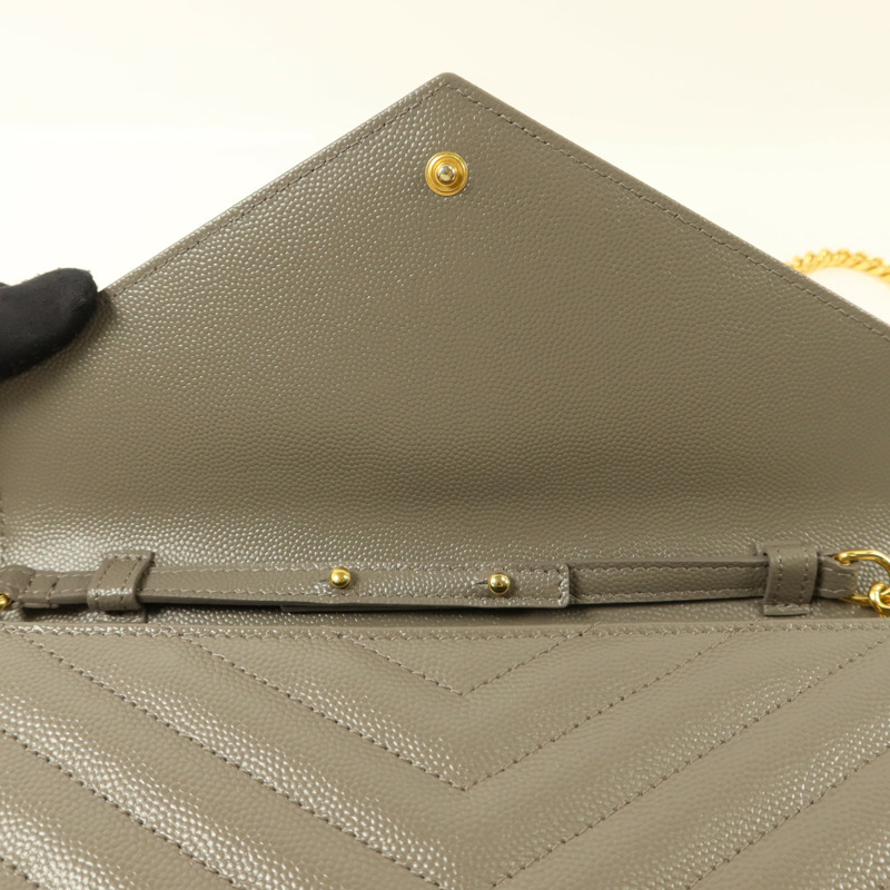 YVES SAINT LAURENT 牛皮皮革Cassandre Envelope鏈帶肩背袋-11