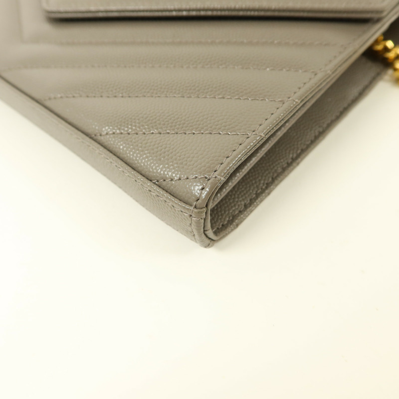 YVES SAINT LAURENT 牛皮皮革Cassandre Envelope鏈帶肩背袋-12