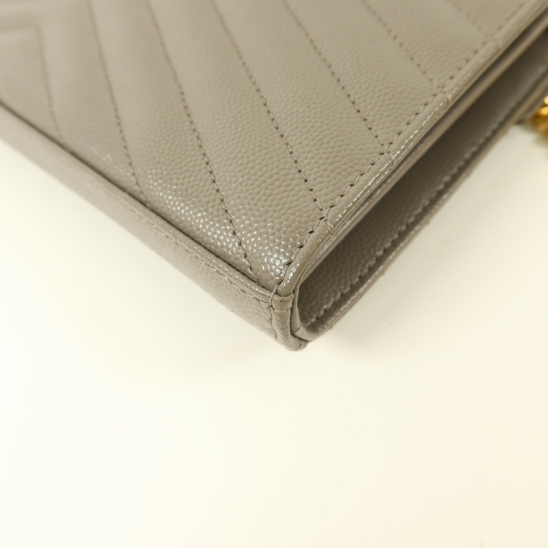 YVES SAINT LAURENT 牛皮皮革Cassandre Envelope鏈帶肩背袋-14