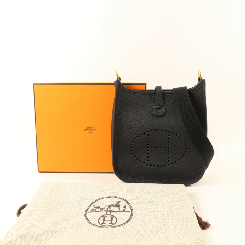 HERMES Clemence皮革Evelyne TPM肩背袋Noir-9