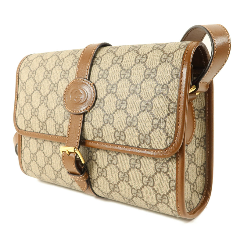 GUCCI 塗層帆布GG Supreme Interlocking肩背袋-2