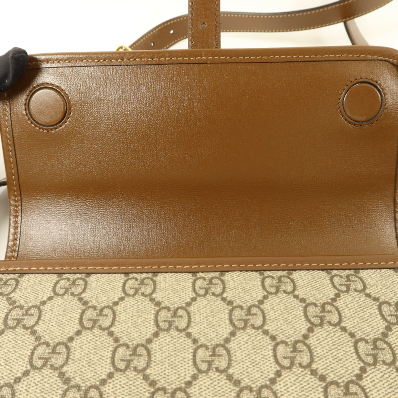 GUCCI 塗層帆布GG Supreme Interlocking肩背袋-11