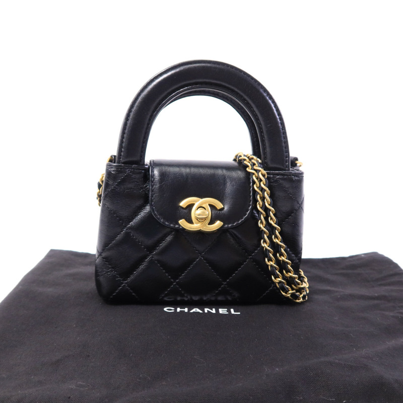 CHANEL 牛皮皮革Nano Mini Kelly鏈帶手挽肩背兩用袋-9