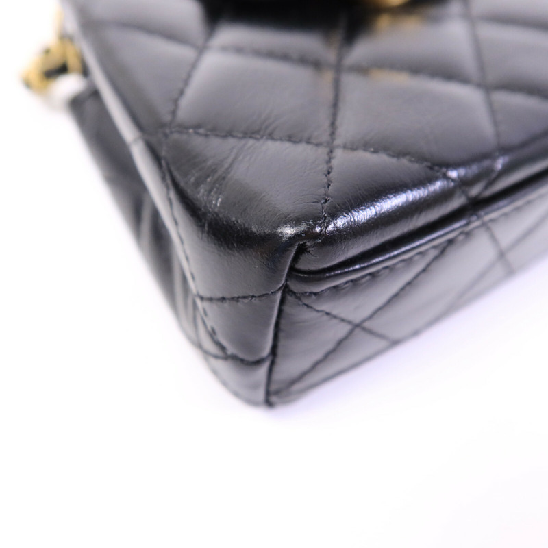 CHANEL 牛皮皮革Nano Mini Kelly鏈帶手挽肩背兩用袋-11