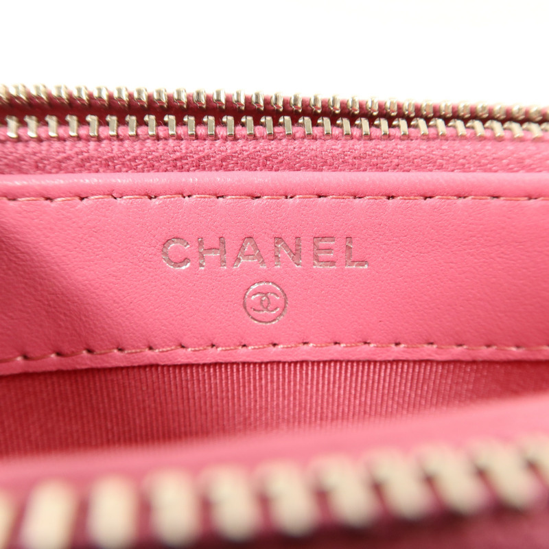 CHANEL 羊皮皮革Double Zip Clutch Wallet On Chain鏈帶肩背袋-5