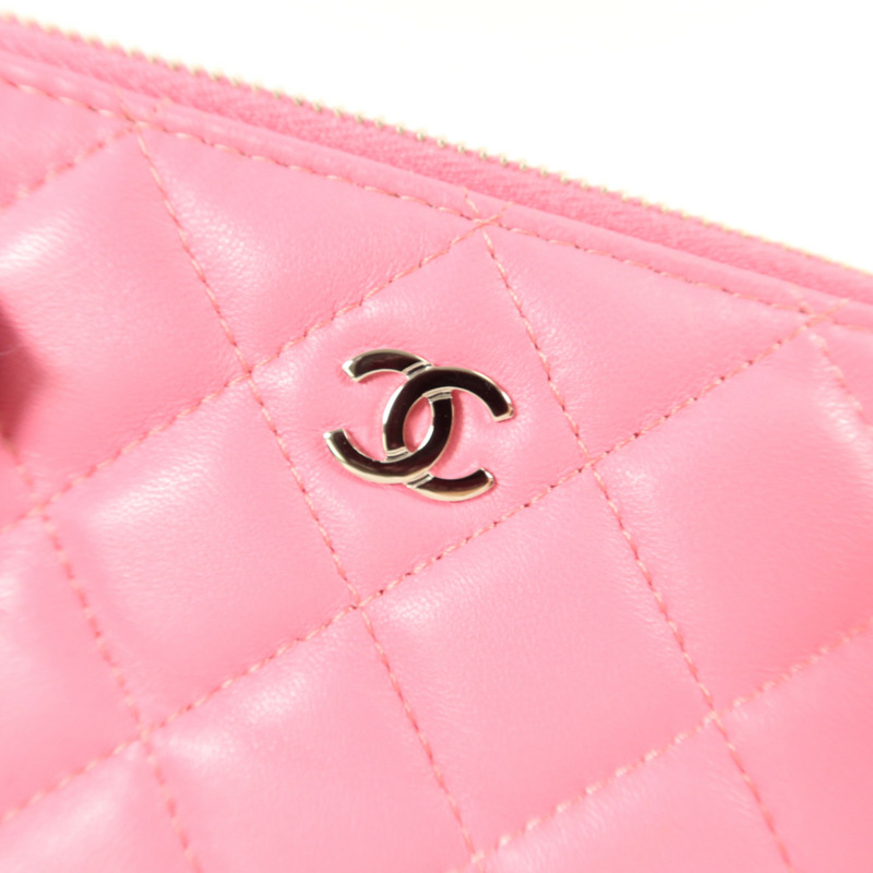 CHANEL 羊皮皮革Double Zip Clutch Wallet On Chain鏈帶肩背袋-11