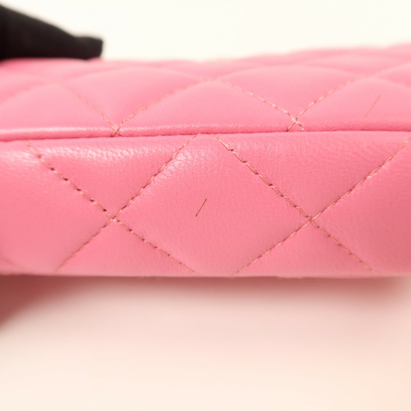 CHANEL 羊皮皮革Double Zip Clutch Wallet On Chain鏈帶肩背袋-18