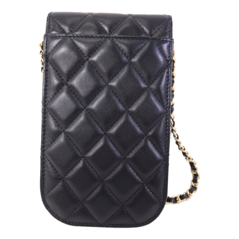CHANEL 羊皮皮革Vanity Phone Holder鏈帶肩背袋-1