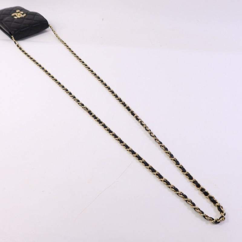 CHANEL 羊皮皮革Vanity Phone Holder鏈帶肩背袋-8
