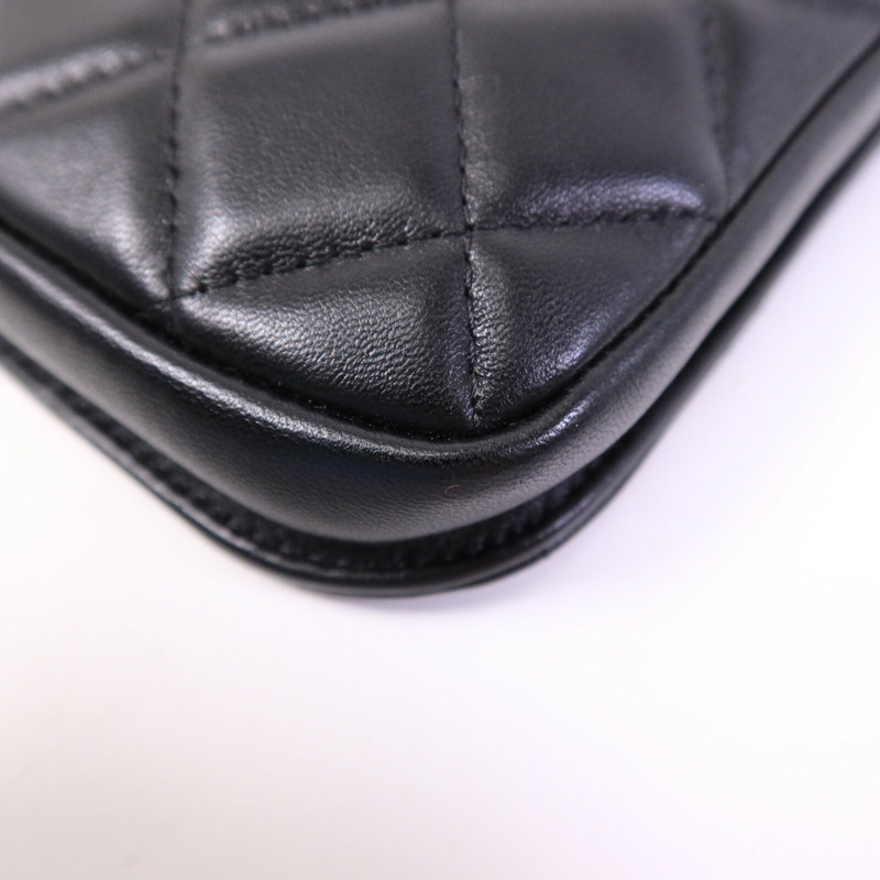 CHANEL 羊皮皮革Vanity Phone Holder鏈帶肩背袋-9