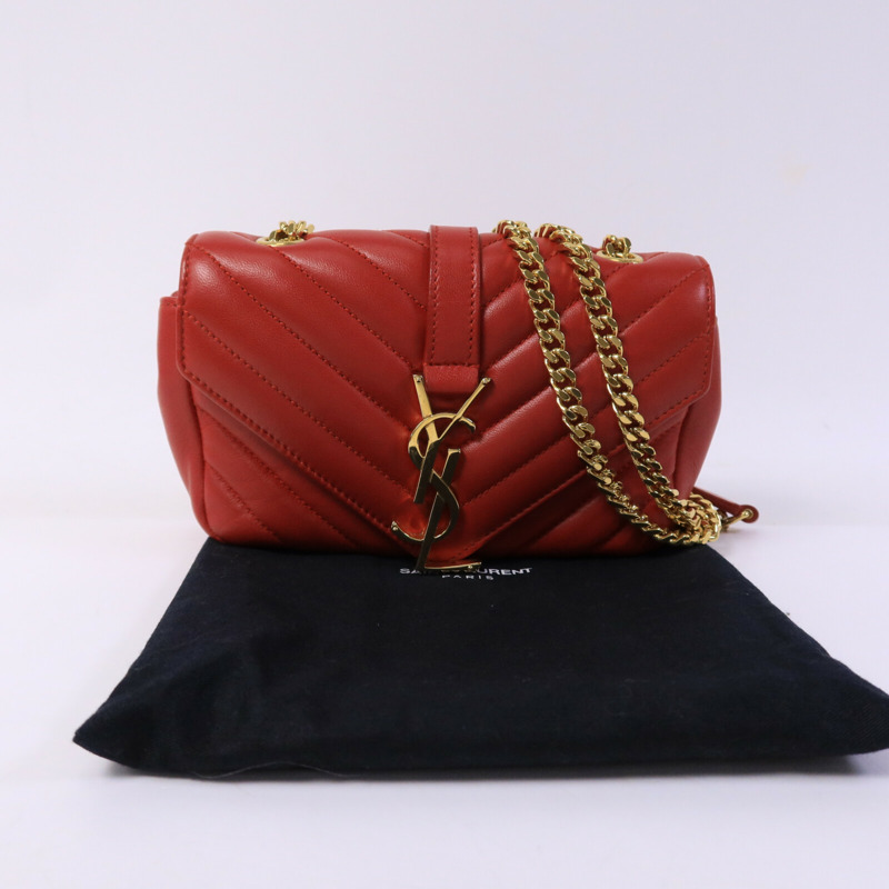 SAINT LAURENT 牛皮皮革Classic Baby鏈帶肩背袋-9
