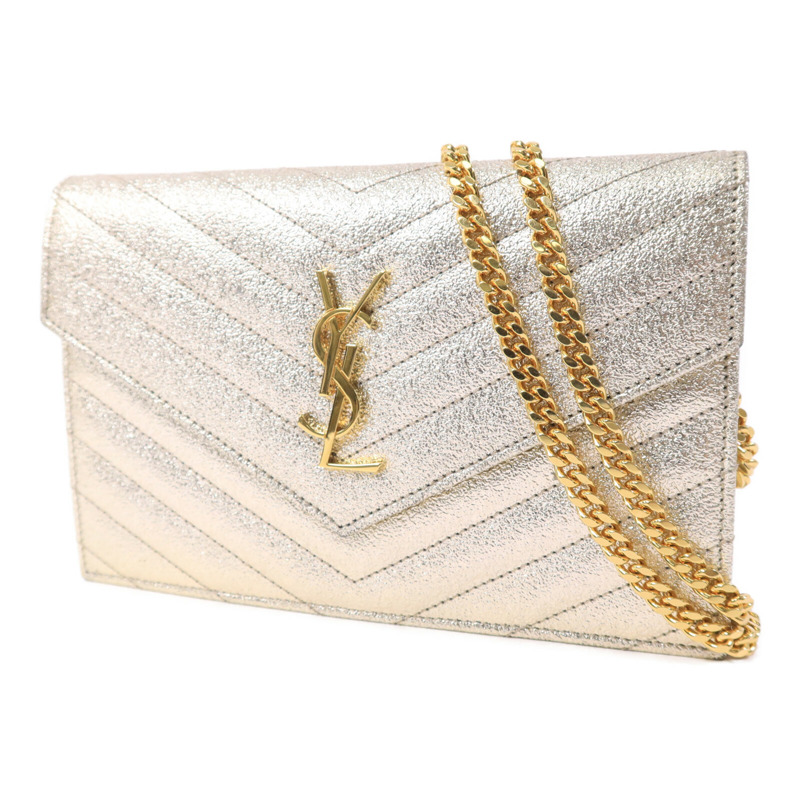 SAINT LAURENT 牛皮皮革Cassandra Envelopw Wallet On Chain肩背袋-2