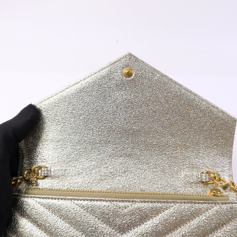 SAINT LAURENT 牛皮皮革Cassandra Envelopw Wallet On Chain肩背袋-14