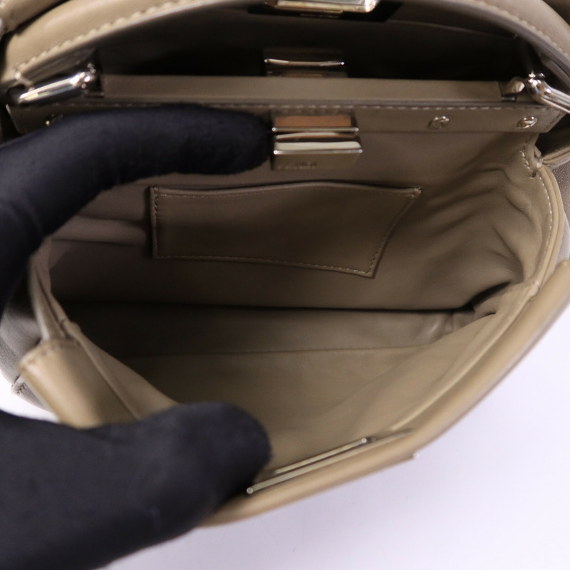 FENDI 牛皮皮革Peekaboo Mini手挽肩背兩用袋-5