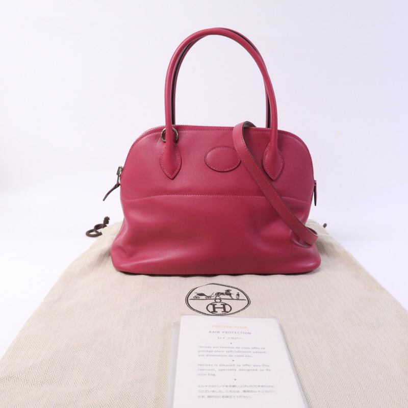 HERMES Swift皮革Bolide 27手挽袋Rose Pourpre-8