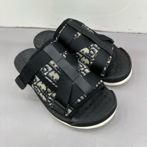 DIOR迪奧 Alpha Oblique 印花 平跟 一字拖鞋 男款 黑色，40碼