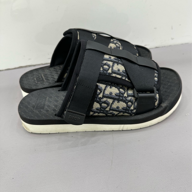 DIOR迪奧 Alpha Oblique 印花 平跟 一字拖鞋 男款 黑色，40碼-1