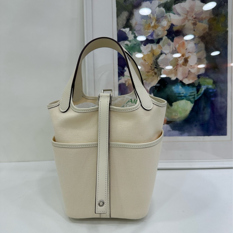 Hermes 愛馬仕 菜籃picotin Cargo 18 奶昔白帆布 Z刻-2