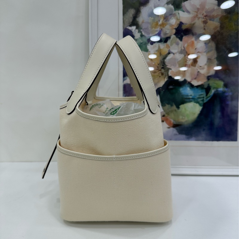 Hermes 愛馬仕 菜籃picotin Cargo 18 奶昔白帆布 Z刻-3