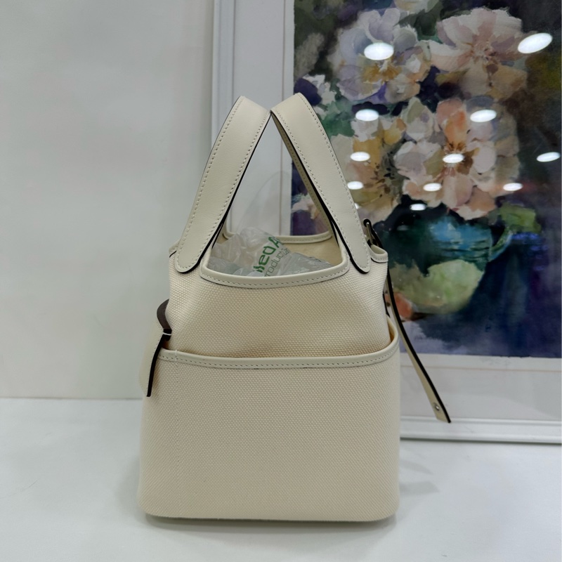 Hermes 愛馬仕 菜籃picotin Cargo 18 奶昔白帆布 Z刻-4