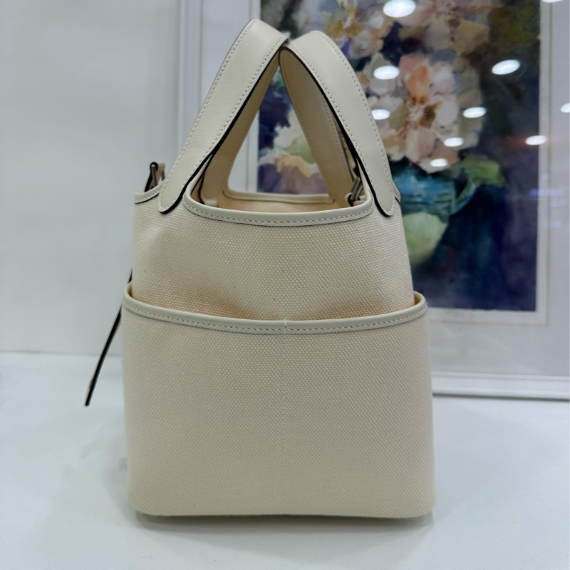 Hermes 愛馬仕 菜籃picotin Cargo 18 奶昔白帆布 Z刻-3