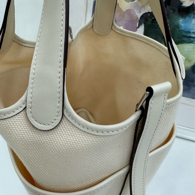 Hermes 愛馬仕 菜籃picotin Cargo 18 奶昔白帆布 Z刻-8