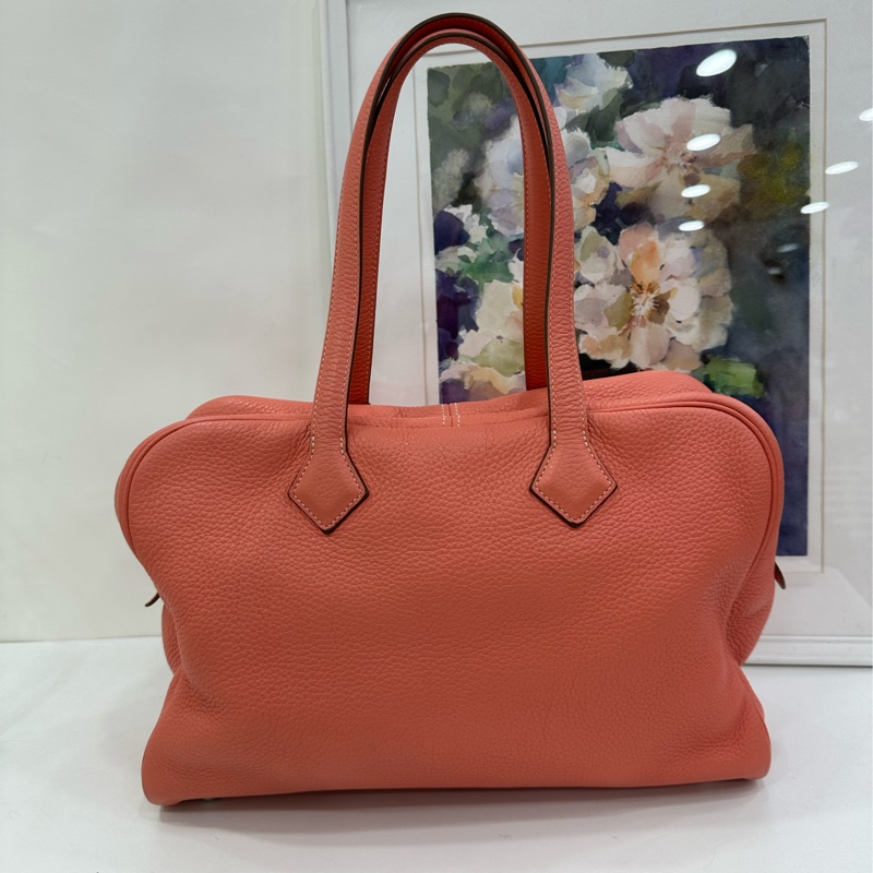 Hermes愛馬仕victoria 35 維多利亞35 龍蝦粉 TC皮 框O刻-2