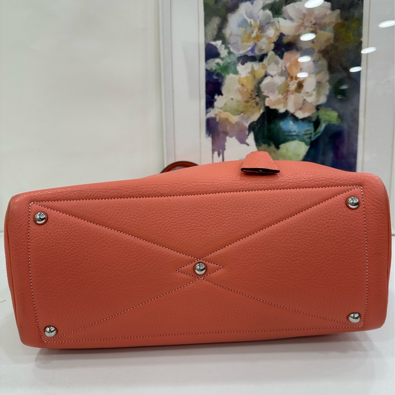 Hermes愛馬仕victoria 35 維多利亞35 龍蝦粉 TC皮 框O刻-6