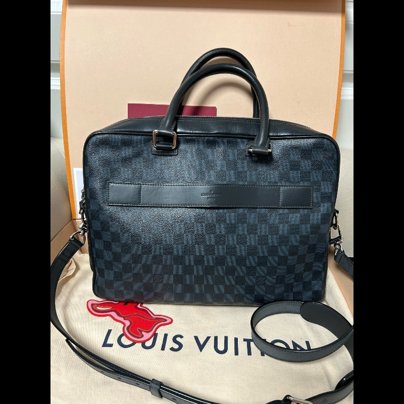 LV棋盤格手提包 男款公文包 黑色棋盤格Damier Graphite-0
