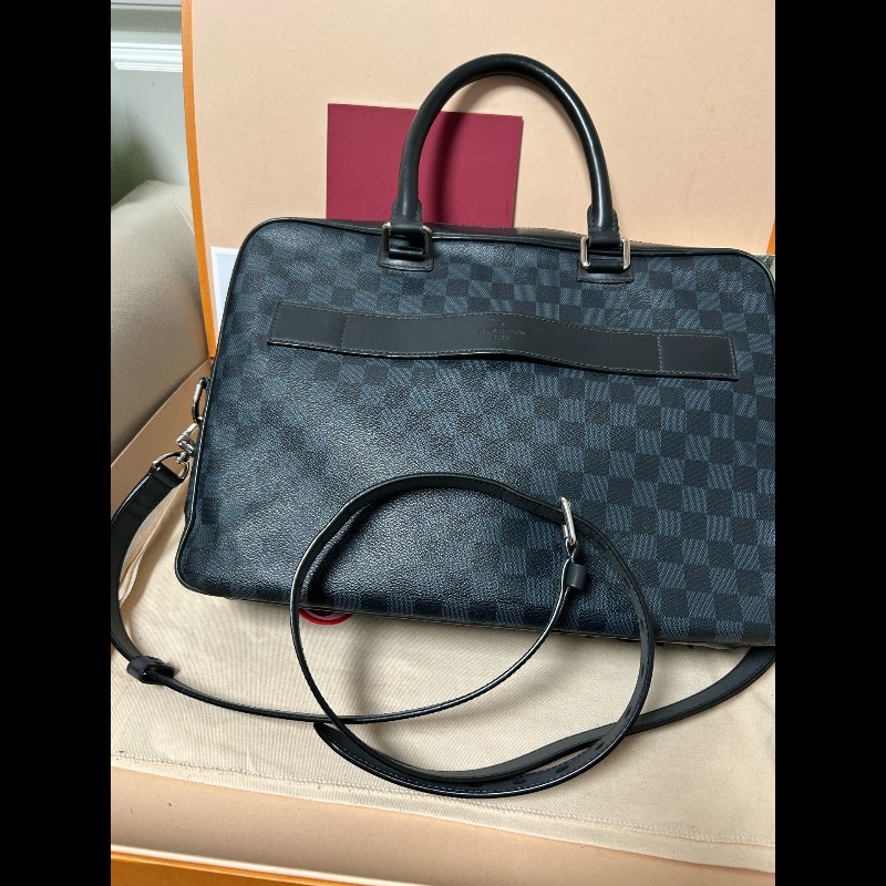 LV棋盤格手提包 男款公文包 黑色棋盤格Damier Graphite-1
