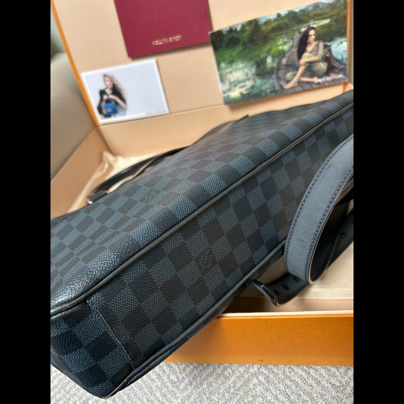 LV棋盤格手提包 男款公文包 黑色棋盤格Damier Graphite-3
