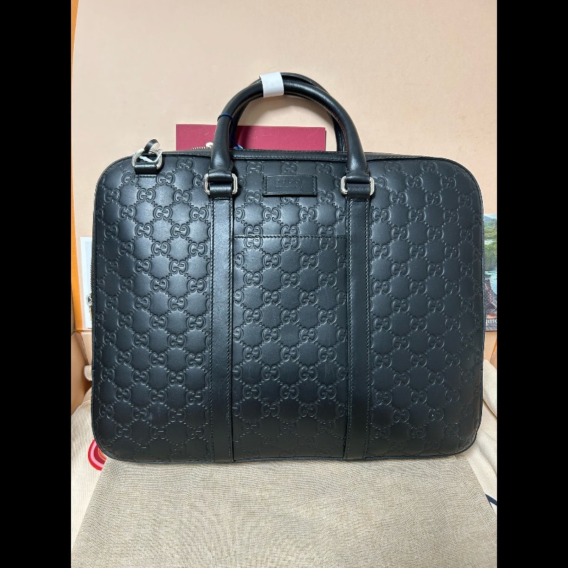 古馳/Gucci GG Emblem系列大號公文包 無肩帶-0