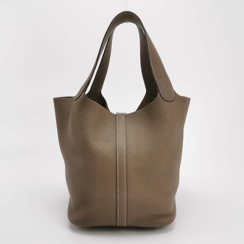 Hermes Picotin菜籃包22手提包Clemence（TC）牛皮銀扣18etoupe大象灰Y刻-4