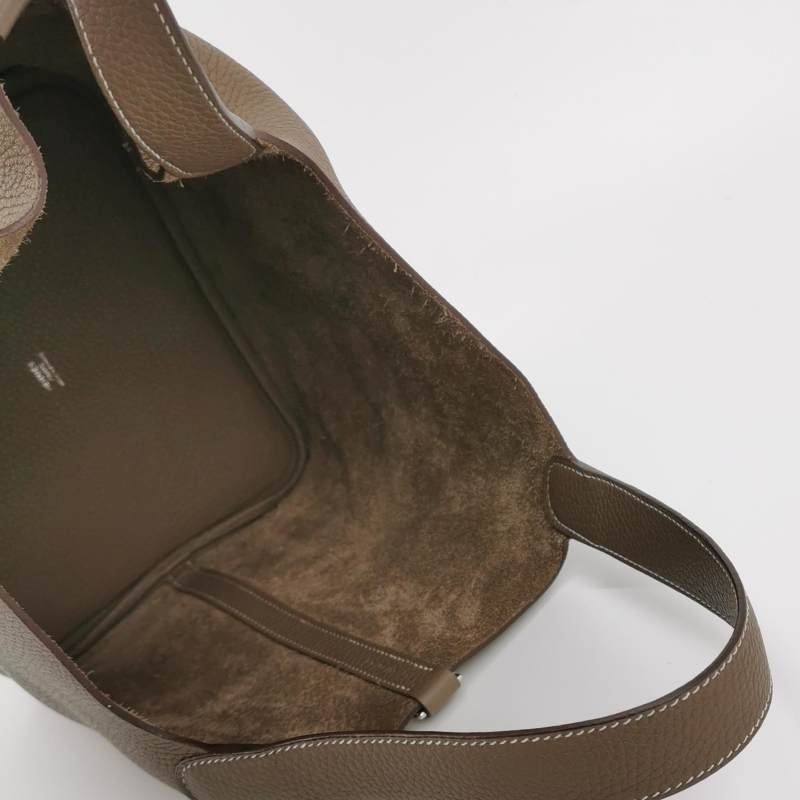 Hermes Picotin菜籃包22手提包Clemence（TC）牛皮銀扣18etoupe大象灰Y刻-6