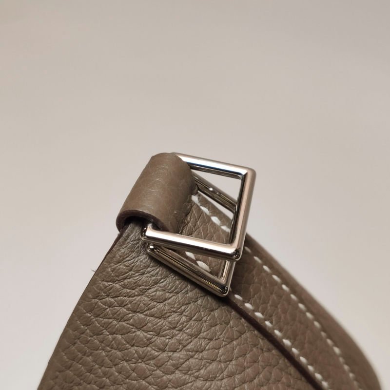 Hermes Picotin菜籃包22手提包Clemence（TC）牛皮銀扣18etoupe大象灰Y刻-11