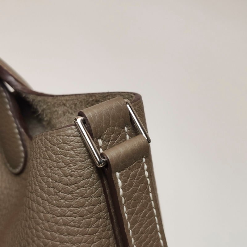 Hermes Picotin菜籃包22手提包Clemence（TC）牛皮銀扣18etoupe大象灰Y刻-13