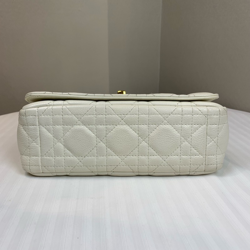 迪奧/Dior Caro 象牙色柔軟牛皮革藤格紋單肩斜背包 簡約大氣的經典款 20x7x12cm-5