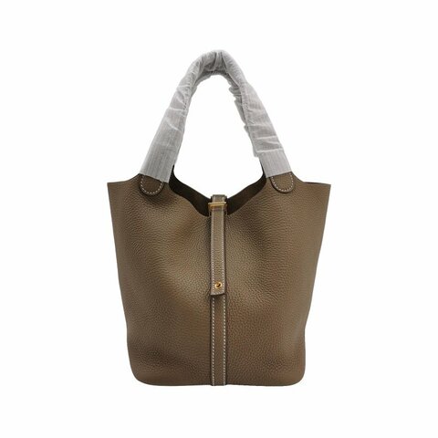 Hermes Picotin菜籃包22手提包Clemence（TC）牛皮金扣18etoupe大象灰Z刻