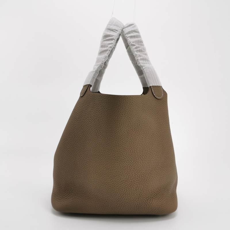 Hermes Picotin菜籃包22手提包Clemence(TC)牛皮金扣18etoupe大象灰Z刻-2