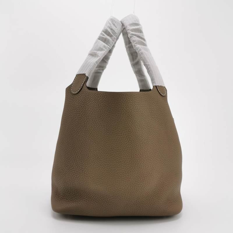 Hermes Picotin菜籃包22手提包Clemence(TC)牛皮金扣18etoupe大象灰Z刻-3