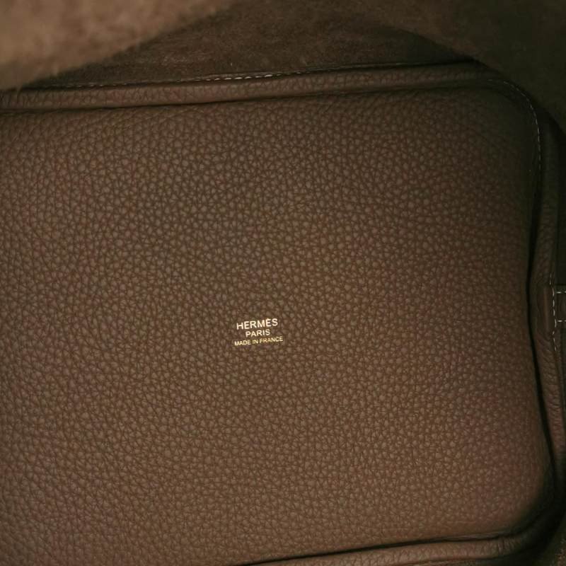 Hermes Picotin菜籃包22手提包Clemence(TC)牛皮金扣18etoupe大象灰Z刻-7