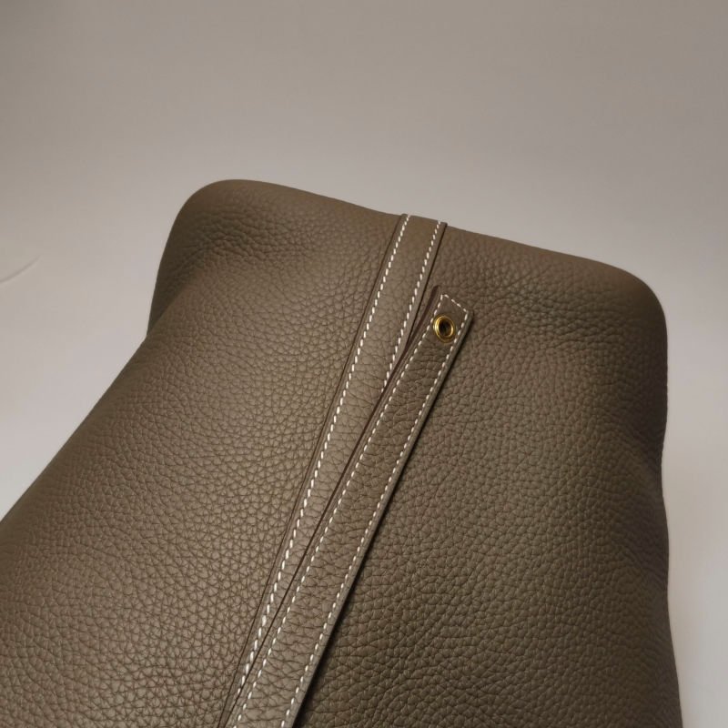 Hermes Picotin菜籃包22手提包Clemence(TC)牛皮金扣18etoupe大象灰Z刻-14