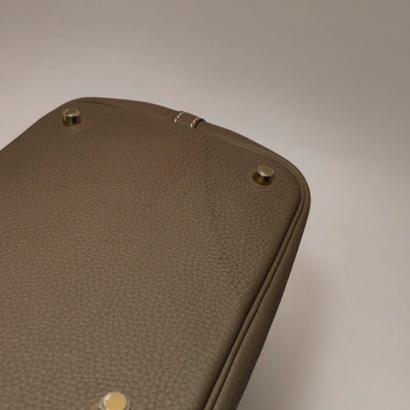 Hermes Picotin菜籃包22手提包Clemence(TC)牛皮金扣18etoupe大象灰Z刻-16