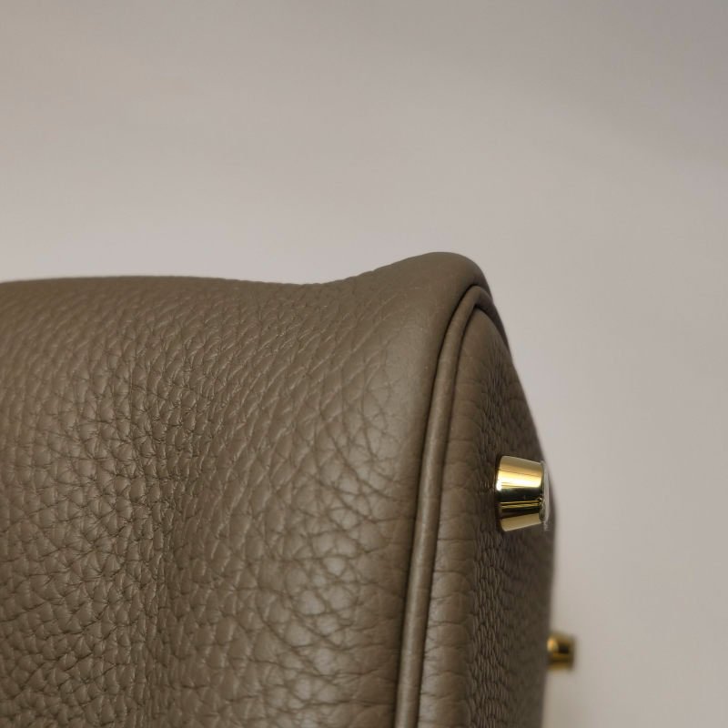 Hermes Picotin菜籃包22手提包Clemence(TC)牛皮金扣18etoupe大象灰Z刻-17