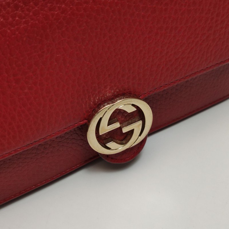 Gucci Interlocking G牛皮純色互扣式雙G斜背包單肩包-13