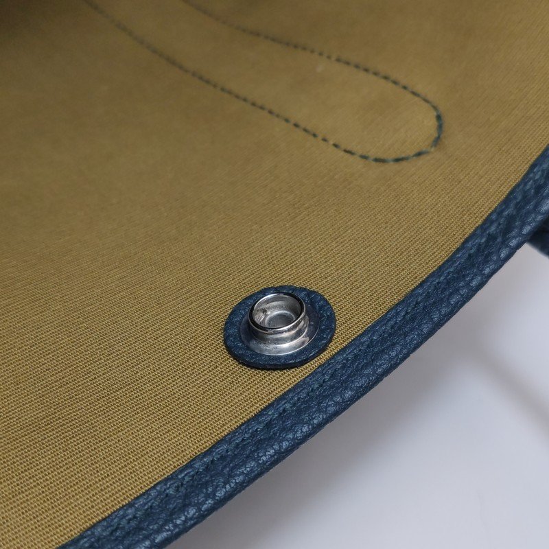 Hermes Garden Party花園包30按扣手提包Negonda牛皮帆布銀扣6O松柏綠Z刻-10