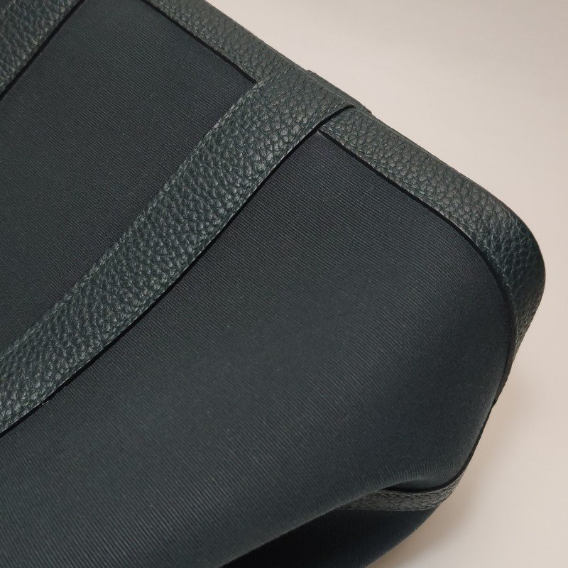 Hermes Garden Party花園包30按扣手提包Negonda牛皮帆布銀扣6O松柏綠Z刻-14